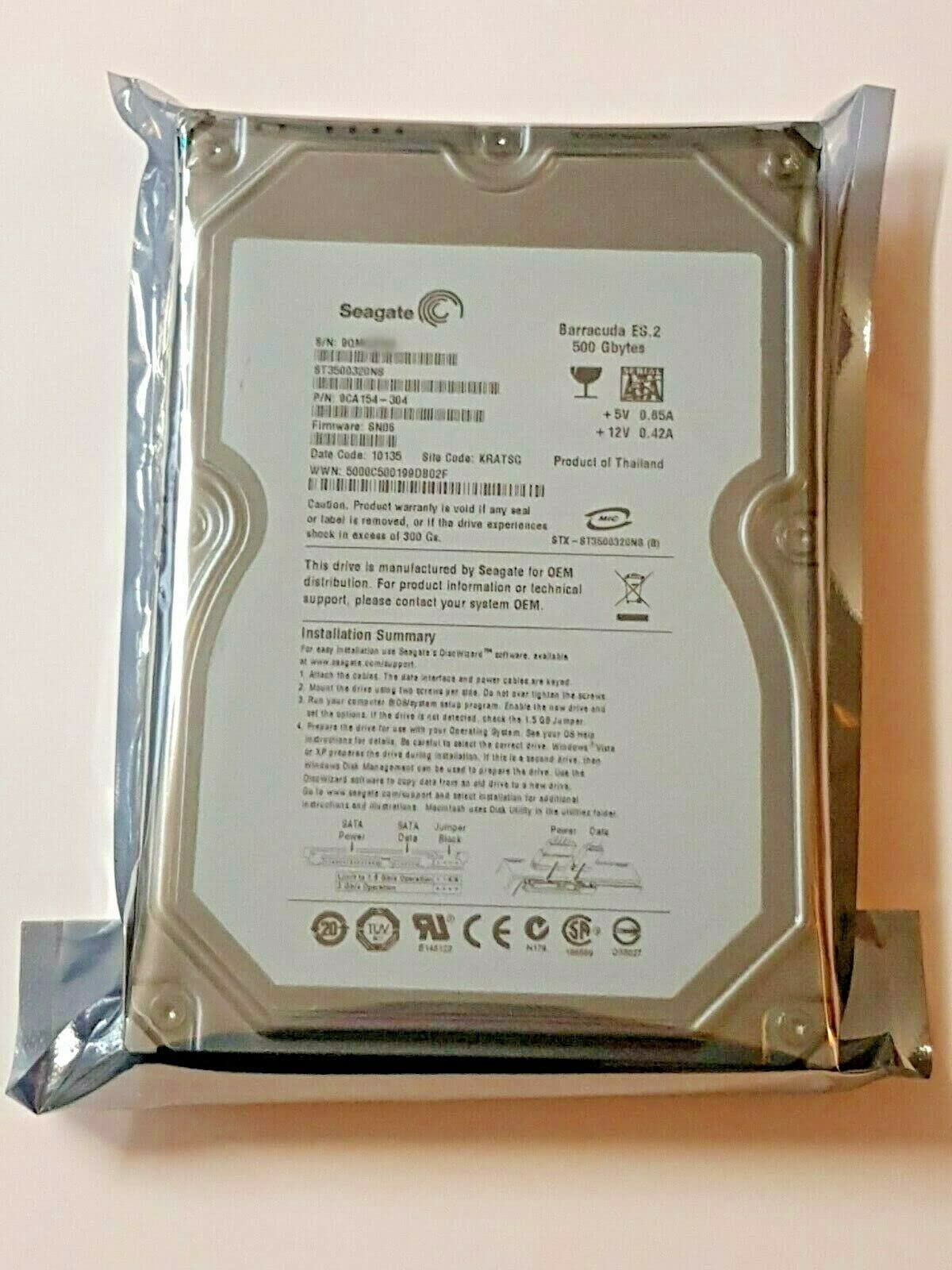 Festplatte 500 GB SATA ST3500320NS ES.2 FW:SN06 7200rpm 32MB 3.5"