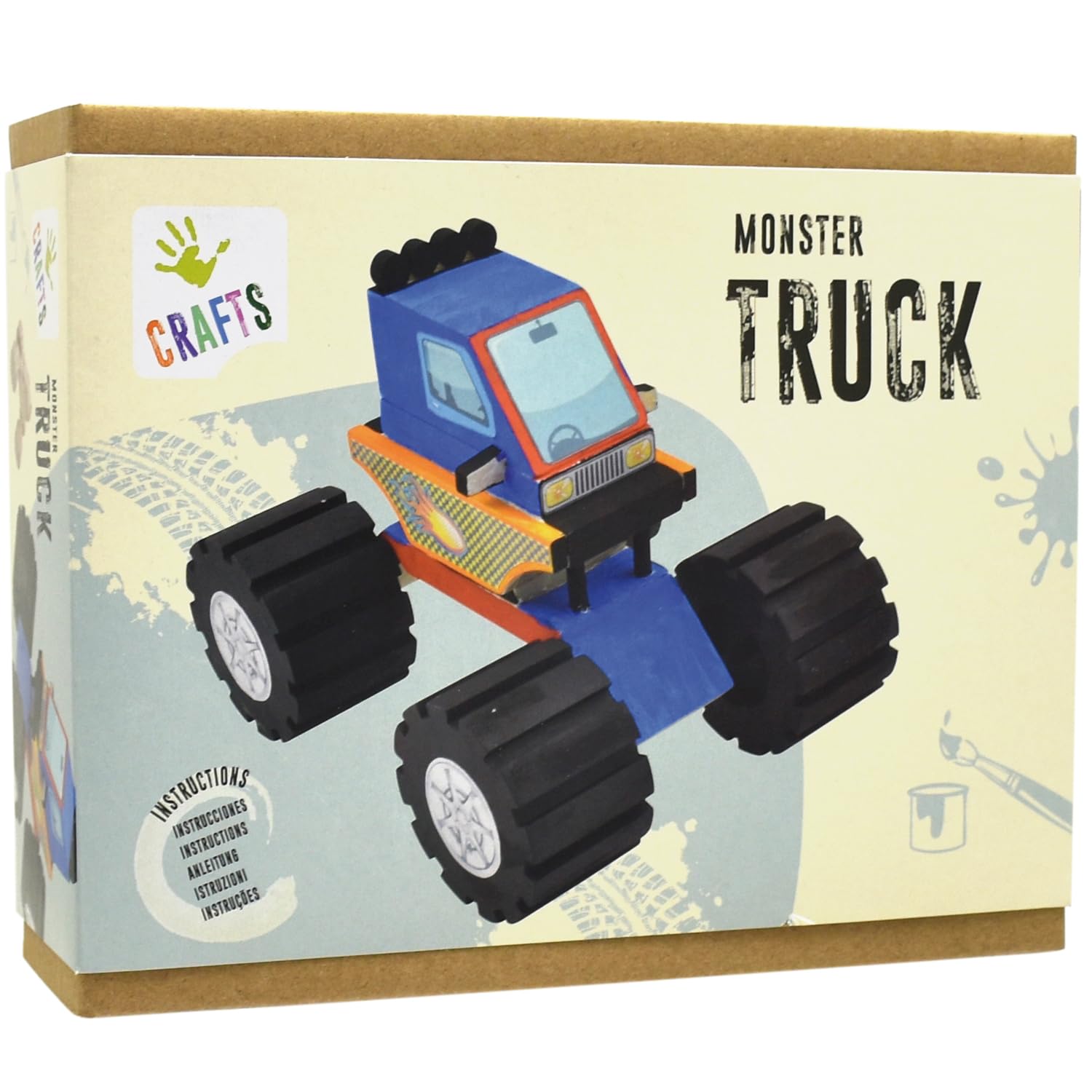 Monstertruck aus Holz zum selber bauen & anmalen für Kinder Spielzeug Bastel- und Kreativ-Set
