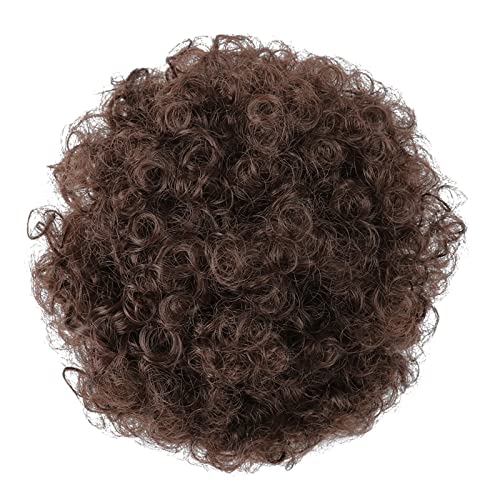 Synthetische Afro-Puffs mit Kordelzug-Haarteilen Pferdeschwanz-Haarknoten Hochsteckfrisur-Haarverlängerungen-Brötchen for Frauen, kurzes lockiges Brötchen (Color : Q9-4)