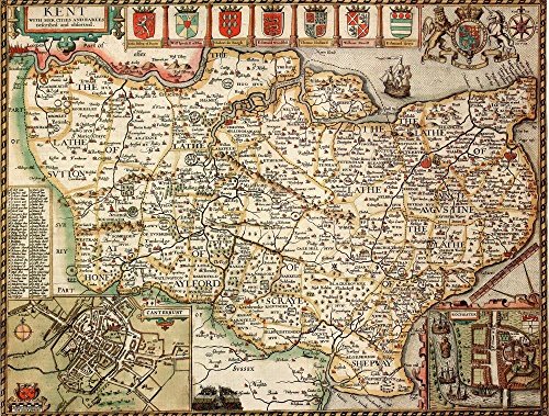 Map Marketing KENT1 Kent Historische Karte 1000 Teile Puzzle (1610) Freier Druck