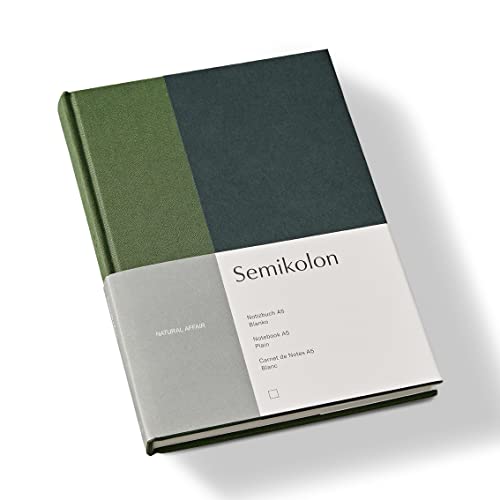 Semikolon (368718) Notizbuch A5 Natural Affair Blanko Botanic mit Bucheineneinband, 172 FSC-zertifizierte Seiten Elafin-Papier und Lesezeichen