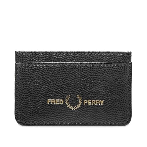 Fred Perry Scotch Grain strukturierter Geldscheinkartenhalter in Schwarz, Schwarz , Einheitsgröße, Dreifach gefaltete Brieftasche
