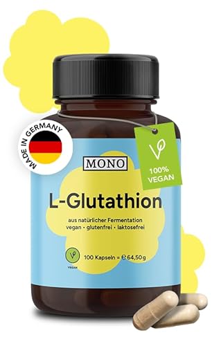 MONO® L-Glutathion hochdosiert | 1050 mg Tagesdosis | reduziert zu 98% & bioaktiv | 100 Kapseln | Veganes Antioxidant aus natürlicher Fermentation | zelluläre Antioxidans | hergestellt & geprüft in D