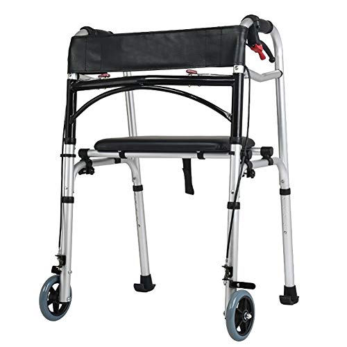 Rolling Walker, zusammenklappbar, mit Sitz und 2 Rädern, höhenverstellbare, tragbare Gehhilfen mit Bremsen, für Senioren/ältere Menschen/Behinderte/Verletzte (Color : Style3)