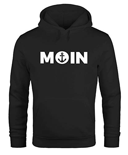 MoonWorks Hoodie Herren Moin Herz mit Anker Kapuzen-Pullover schwarz XXL