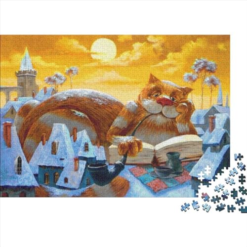 Painted Cat 1000 Stück Puzzle Kunstgeschenke Herausforderung Gehirnleistung Entwickeln Handgemachtes DIY Flexible Mischievous Cat Eltern-Kind-Erziehung Spaß Für Die Ganze Familie 1000pcs (75x50cm)