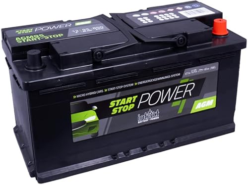 intAct AGM95SS AGM Start-Stop Batterie 12V 95Ah, 850A (EN) Kaltstartstrom, auslaufsichere und wartungsfreie AGM Batterie für Start-Stop-Fahrzeuge