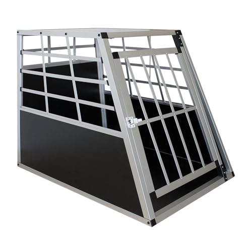 Sam´s Pet Aluminium Hundetransportbox Größe L schwarz/Silber| Alu Auto Transportbox mittlere Hunde | Hundebox für Pkw Kofferraum