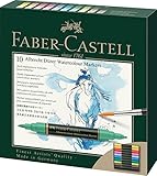 Faber-Castell 160308 - Aquarellmarker Albrecht Dürer mit Doppelspitze, 5er Etui, Marker mit Faser- und Pinselspitze, 10 Stück (1er Pack)