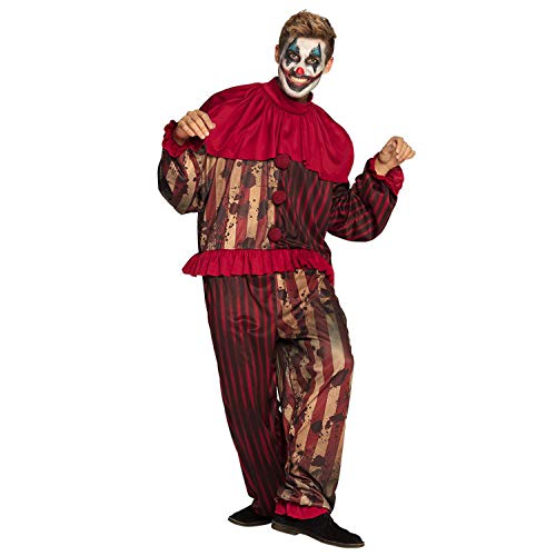Boland - Kostüm Mitternachts-Clown, verschiedene Größen, Jumpsuit und Kragen, Herren, Overall, Anzug, Horror, Clown, Psycho, Halloween, Karneval, Mottoparty