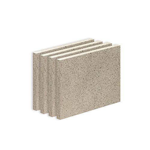 Vermiculite Platte Schamott-Ersatz für Kamin-Ofen Feuerraum Auskleidung SF600 400x300mm 30mm Stärke Temperaturbeständig bis 1100 °C mind. 600kg/m³ Rohdichte (x4)