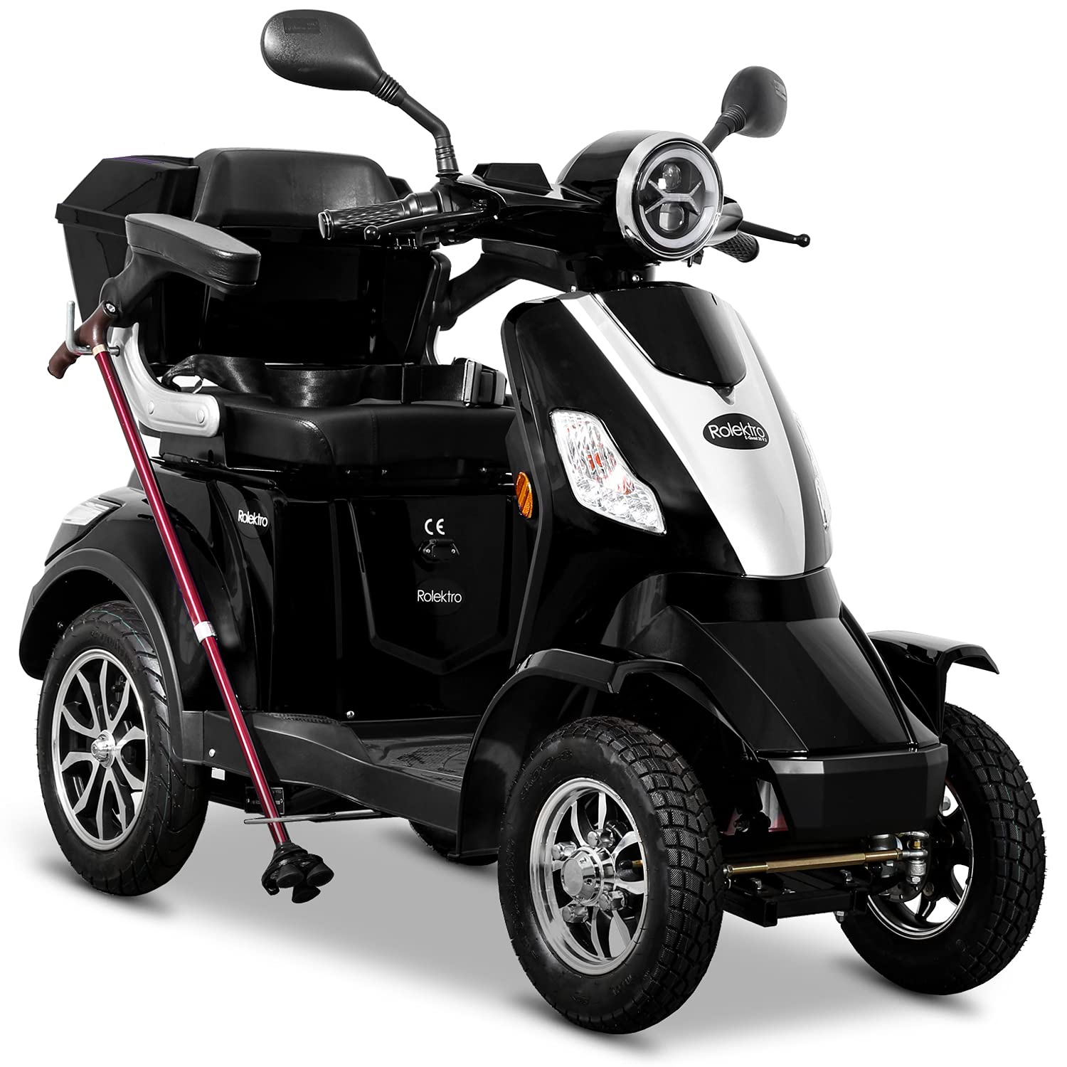 Rolektro E-Quad 25 V.2 Elektromobil Schwarz - 4-Rad Seniorenmobil 1000W - RW 50km - Koffer Rückwärtsgang USB EU-Zulassung