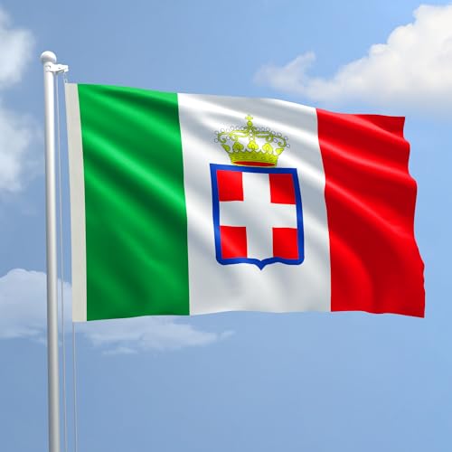 Flagge Königreich D'Italien, 150 x 220 cm, aus nautischem Polyester, 115 g/m², mit doppeltem Rand, Seil und Mantel. Geeignet sowohl für den Innen- und Außenbereich.
