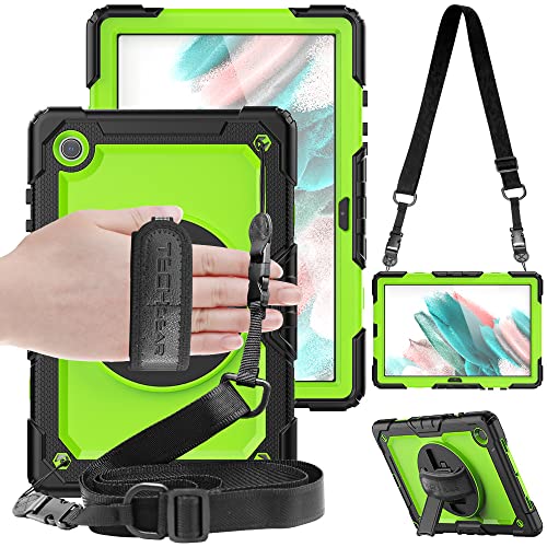 TECHGEAR Utility Hülle Kompatibel mit Samsung Galaxy Tab A8 10.5 (SM-X200/SM-X205) Robust Stoßfest Outdoor Schutzhülle mit 360 Grad Schwenkständer, Hand Schultergurt, Eingebaut Bildschirm -Grün