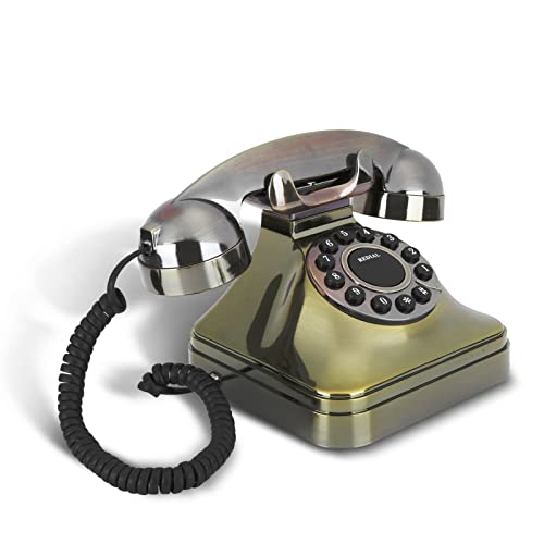 cigemay Vintage Festnetztelefon, Retro-Antik-High-Definition-Schnur-Telefon aus Bronze, dekoratives Telefon mit großer Tastatur, für Office Home Hotel, ect