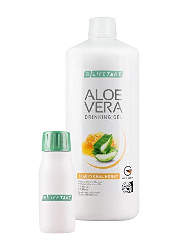 LR Aloe Vera Drinking Gel Honey / Honig 1000 ml plus Aloe Vera Rotationsflasche (unbefüllt) für unterwegs, 90 ml