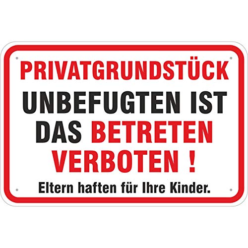 Schild Privatgrundstück ! Unbefugten ist das Betreten verboten! 400 x 600 mm aus Aluminium-Verbundmaterial 3mm stark