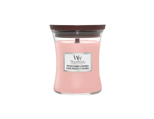 WOODWICK Sanduhr Medium Jar Pressed Blooms & Patchouli Duftkerze für Zuhause Innen