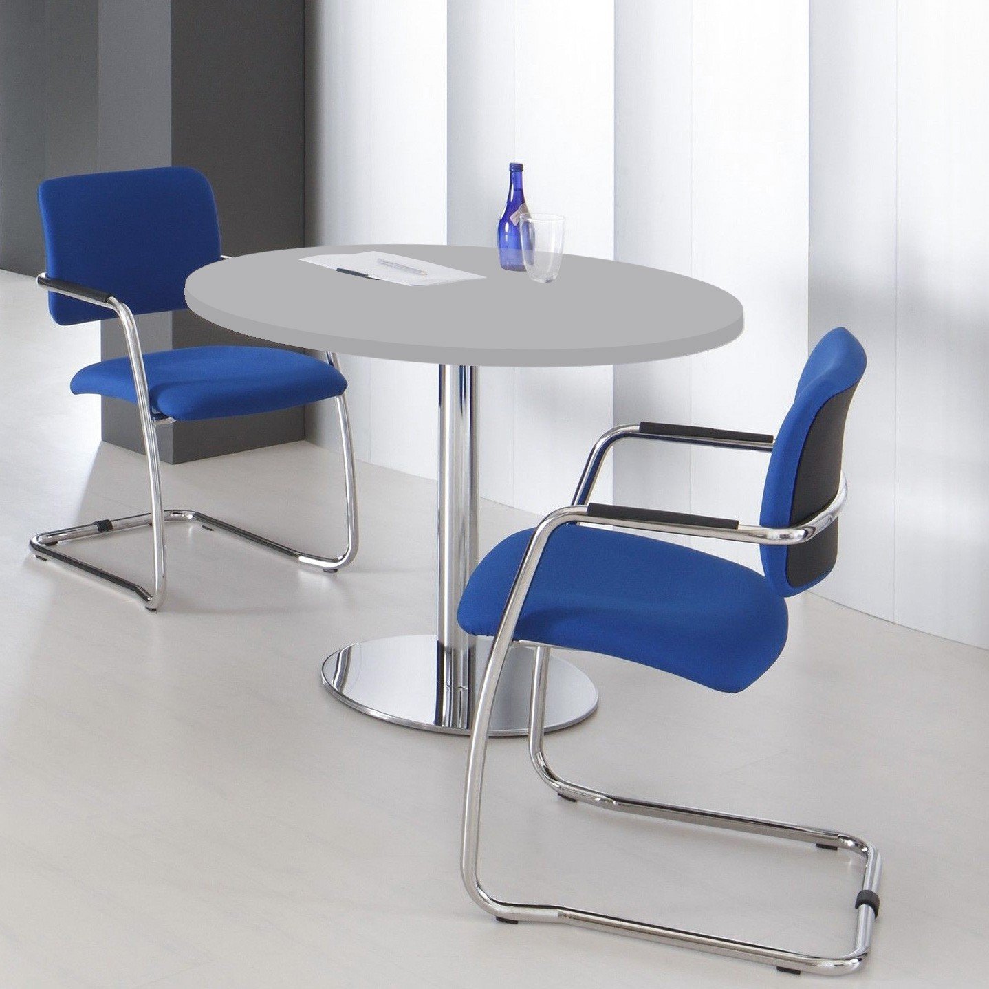 Weber Büro Optima runder Besprechungstisch Esstisch Küchentisch Tisch Perlgrau Rund Ø 100 cm