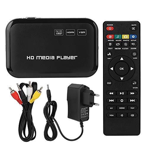 Eboxer Mini 1080P HDMI-Videoplayer HD Video Player VGA AV-Videomedienspieler TV-Box 100-240V(schwarz)