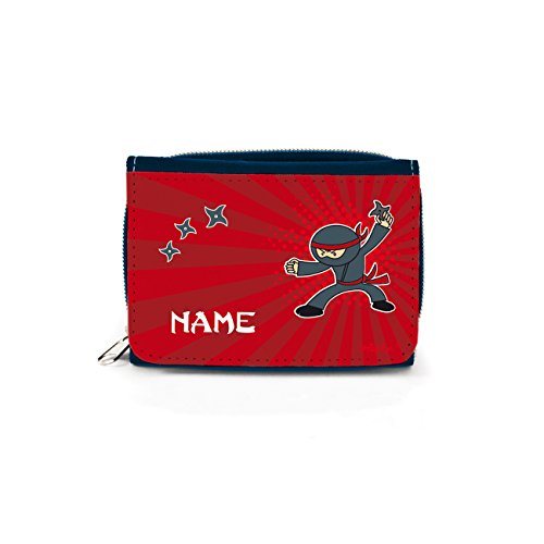 Striefchen® Kinder Geldbörse mit Ninja und dem eigenem Namen mit Geschenkverpackung