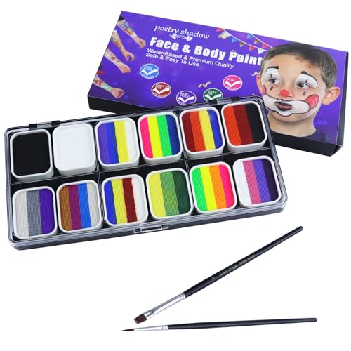 Body Painting Face Paint Kit, 12 Farben Professionelle Palette Waschbar mit Pinsel für Kinder Art Show Halloween Party Colsplay Makeup Body Festlich