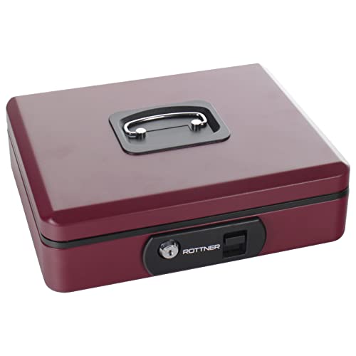 Rottner Geldkassette Pro Box Two Berry, Zylinderschloss mit 2 Schlüssel, (BxHxT) 30 x 9 x 24 cm, mit schwarzem Geldeinsatz, Tragegriff versenkbar
