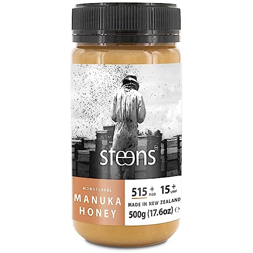 Steens Manuka Honey - MGO 515+ - 500 g rein roher 100% zertifizierter UMF 15+ Manuka Honig - abgefüllt und versiegelt in Neuseeland