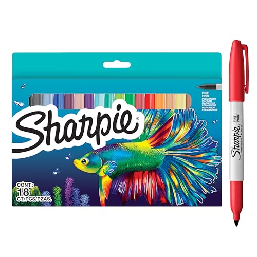 SHARPIE-Permanentmarker-Set | Sonderserie mit verschiedenen Farben | feine Spitze | 18 Markierstifte | Set für den Schulanfang