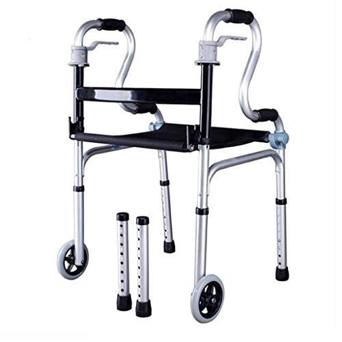 ZAIHW 2 Wheel Walker Rollator mit Fold Up Front Wheeled Unterstützung Einstellbare, leichte, tragbare, kompakte Senioren, Behinderte Medical Gehen Mobilitätshilfe - Push Button Schließen