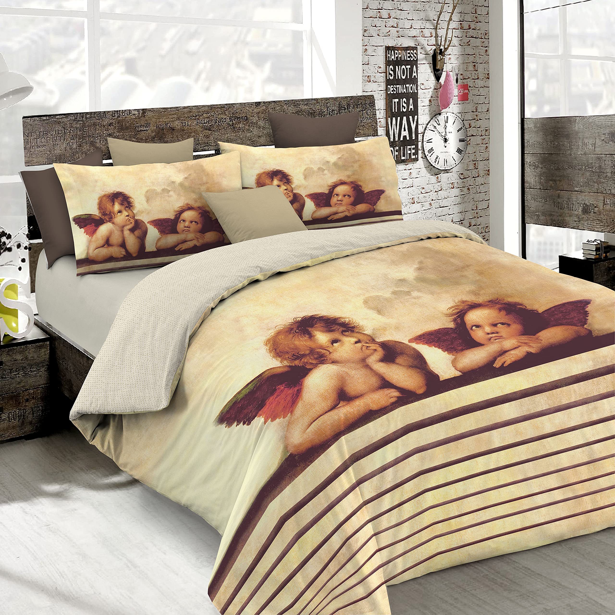 Italian Bed Linen Bettbezug, Doppelte, 100% Baumwolle, Multicolor SD59, DOPPEL