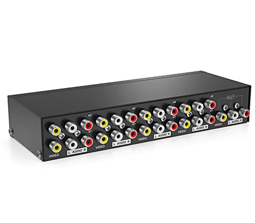 TM MT-Viki 8 Port AV RCA Switch, Composite Video L/R Audio Umschalter Auswahlbox für DVD-Player, SNES, N64, PS2 / 3 Spielekonsolen