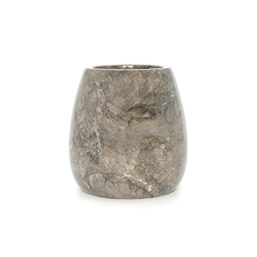 wohnfreuden Marmor WC-Bürstenhalter grau 15 cm - Toilettenbürstengarnitur aus Stein inkl. Bürste