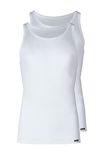 Skiny Herren Shirt Collection Tank Top 2er Pack Unterhemd, Weiß (White 0500), Small (Herstellergröße: S)