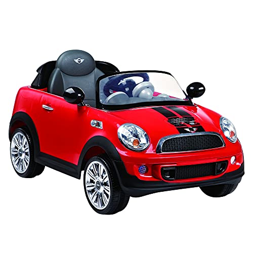 ROLLPLAY 32412 Premium Elektrofahrzeug mit Fernsteuerung und Rückwärtsgang, Für Kinder ab 3 Jahren, Bis max. 35 kg, 12-Volt-Akku, Bis zu 5 km/h, MINI Cooper S Roadster, Rot