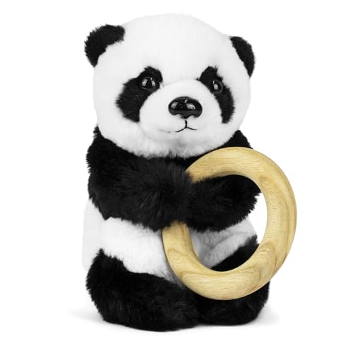 Living Nature Baby Panda Plüschtier | Inklusive Beißring | Flauschiges und Kuscheliges Dschungeltier | Weiches Spielzeuggeschenk für Neugeborene und Babys | Naturli Umweltfreundlich