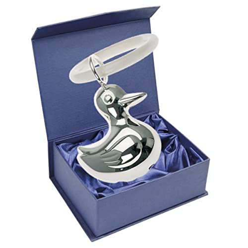 SILBERKANNE Kinderrassel mit Beissring Ente L 7 cm Premium Silber Plated edel versilbert in Top Verarbeitung