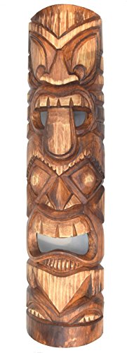 Interlifestyle breite Holzmaske 100cm Dekoration im Tiki Style Totem Look Maske Motivmaske Hawaii Maui Oahu Kaui