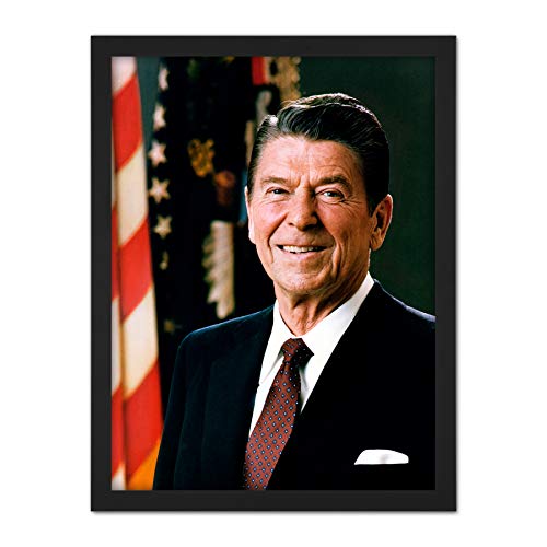 Official Portrait US President Ronald Reagan Photo Artwork Framed Wall Art Print 18X24 Inch Porträt Präsident Fotografieren Wand