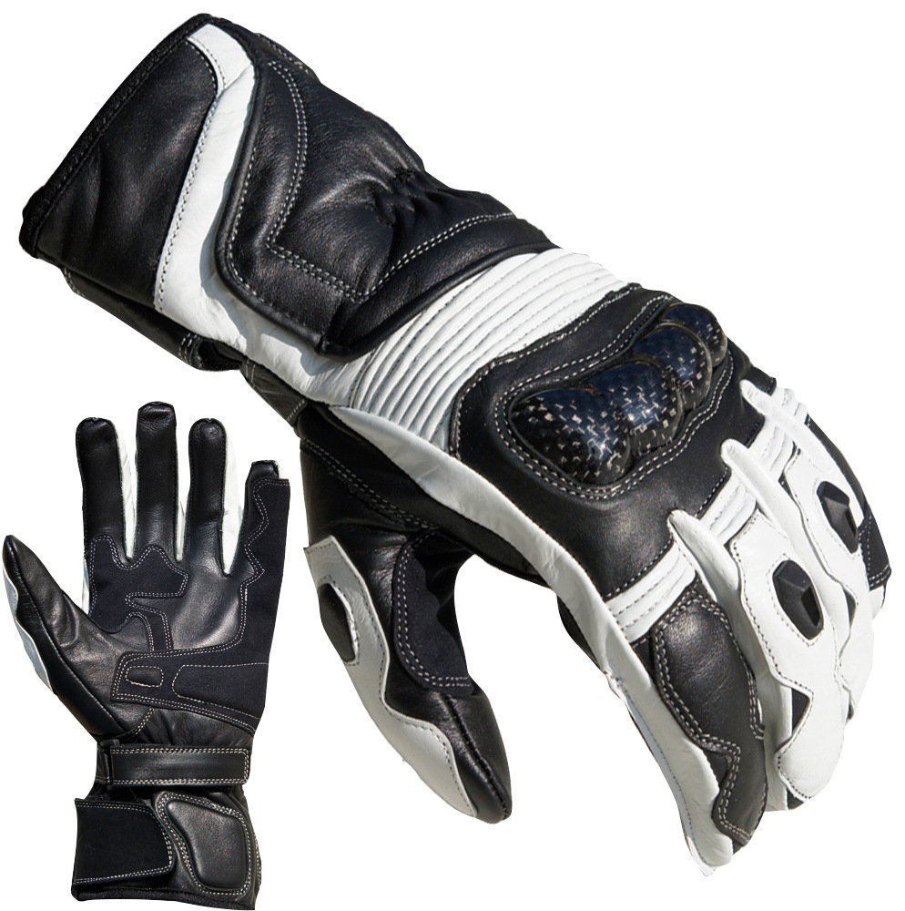 Motorradhandschuhe Racing PROANTI® Leder Motorrad Handschuhe (Gr. M-XL, Weiß) - M