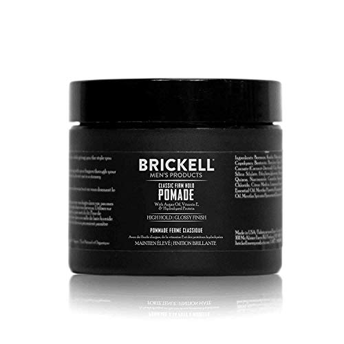 Brickell Men's Firm Hold Pomade - Natürlich und organisch - Schmiere Pomade für einen starken Halt den ganzen Tag - Glanz Pomade für ein Hochglanz-Finish - 59 ml - Parfümiert