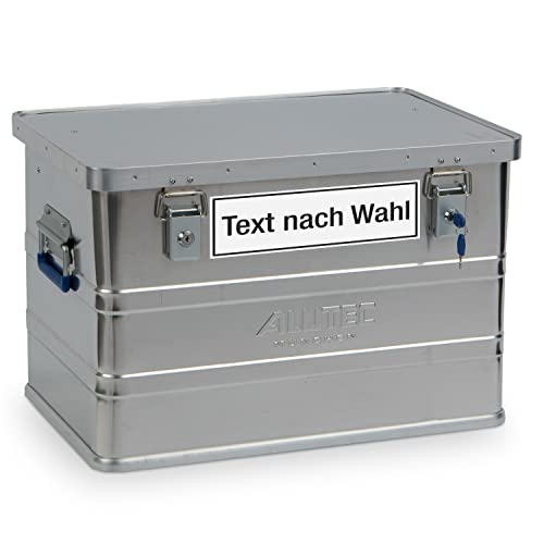 Alutec Aluminumbox Classic 68 Liter inkl. Wunschtext Aufkleber von Betriebsausstattung24® | BxHxT: 57,5 x 37,0 x 38,5 cm | Material: Aluminium | Transportkiste mit zwei Zylinderschlössern