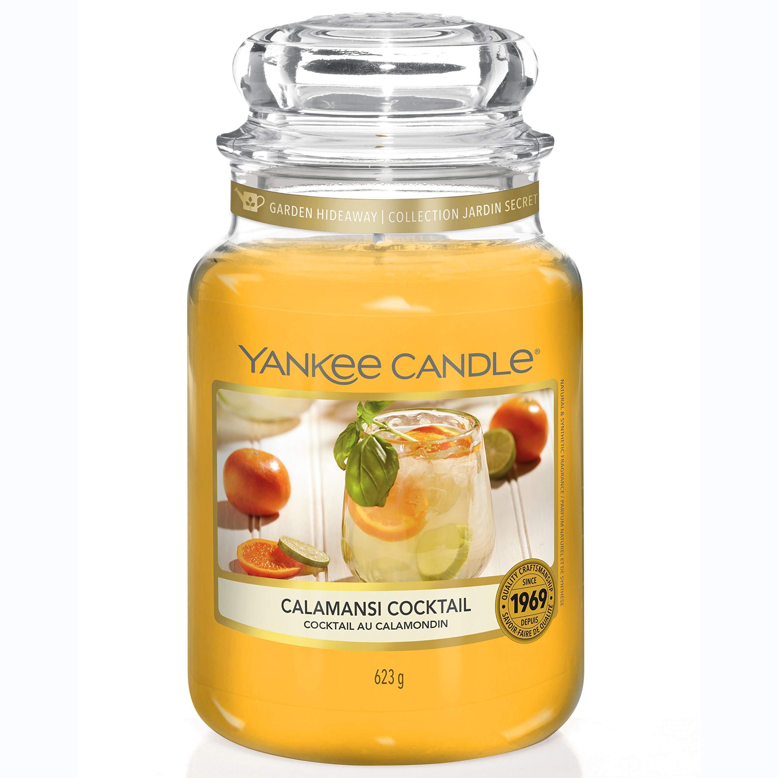 Yankee Candle Duftkerze im Glas (groß) | Calamansi Cocktail | Brenndauer bis zu 150 Stunden | Garden Hideaway Kollektion