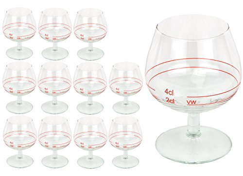 12er Set Cognacschwenker CASINO mit Rotring, 2 cl + 4cl, geeichtes Cognacglas für Genießer mit Füllstrich, Likörglas, Schnapsglas für edle Tropfen, hochglänzendes Markenglas, Spirituosenglas klar