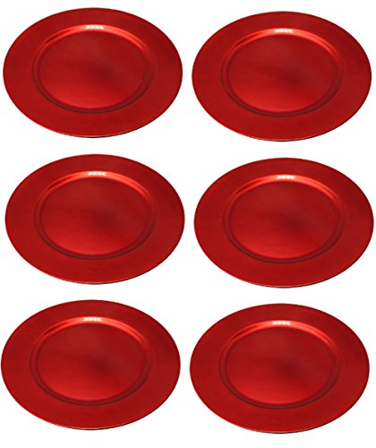 Platzteller Dekoteller 6 Stück Ø 33 cm rot in wiederverwendbarem Kunststoff