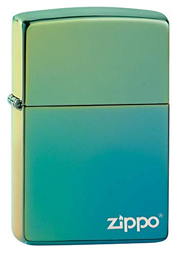 Zippo Unisex-Erwachsene High Polish Teal Pocket Classic Lighter, Blaues Logo, One Size