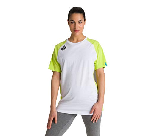 ARENA Unisex – Erwachsene Sport T-Shirt Te Panel, White-Lime soda, L