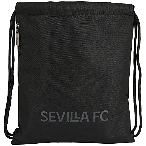 safta Unisex Kinder Sportsack Sevilla FC Teen Sportbeutel mit Kordelzug, 350 x 450 mm, Schwarz, Estándar