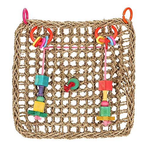 FAMKIT Vogel-Kauspielzeug aus Seegras, zum Aufhängen, Netzmatte für Papageien, zufällige Farbauswahl