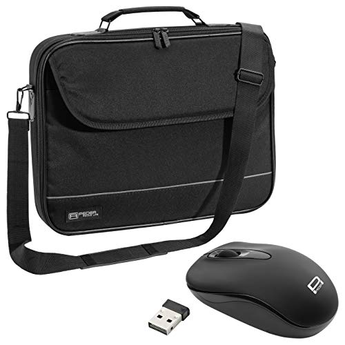 PEDEA Laptoptasche "Fair" Notebook-Tasche bis 17,3 Zoll (43,9 cm) Umhängetasche mit Schultergurt inkl. Schnurloser Maus, Schwarz